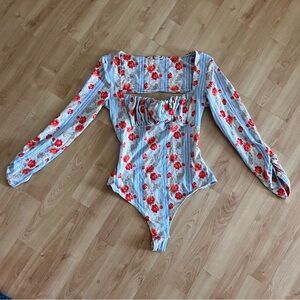 Free People Floral Long Sleeve Bodysuit